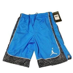 NIKE Air Elephant Print Dri-Fit Basketball Shorts Blue & Black White Trim Size 7